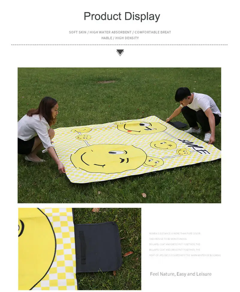 i@home New smiley large mat outdoor foldable waterproof picnic blanket