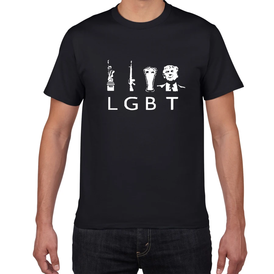 Lgbt T Shirt Männer T-shirts Liberty Gun Bier Trump Grafik Drucken Lustige T-Shirt Hohe Qualität Kurzarm Plain T Hemd