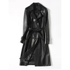 2020 ne fashion spring leather jacket women casual black long windbreaker women trench coat real sheepskin leather coat