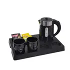 Hot Supplies Electronic Amenity Appliance Electrical Plastic Tray SS Electric Kettle And Cup Set For Hotel With Ce Cb