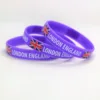 Custom Slogan Printed UK Flag Silicone Wristbands Heat Transfer Round Rubber Bracelet Handdband Gifts Decorations