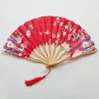 Bamboo Hand Fan Flower I AM YOUR FANS Wedding Gift High Quality Silk Printed Fabric Custom Print Words Fans