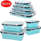 4 packs Christmas bowls collapsible silicone bowl set with lid