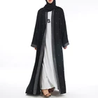 pearl beaded long sleeve dress muslim opened abaya black bell sleeve