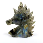 Wholesale natural labradorite polished unicorn horse head crystal skulls for decoration crafts