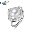 Beautiful Creative Luxury Statement S925 Sterling Silver Natural Pearl Ring For Wholesales