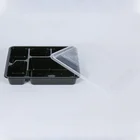 Wholesale take away black transparent PP plastic 4 5 compartment disposable food lunch box container