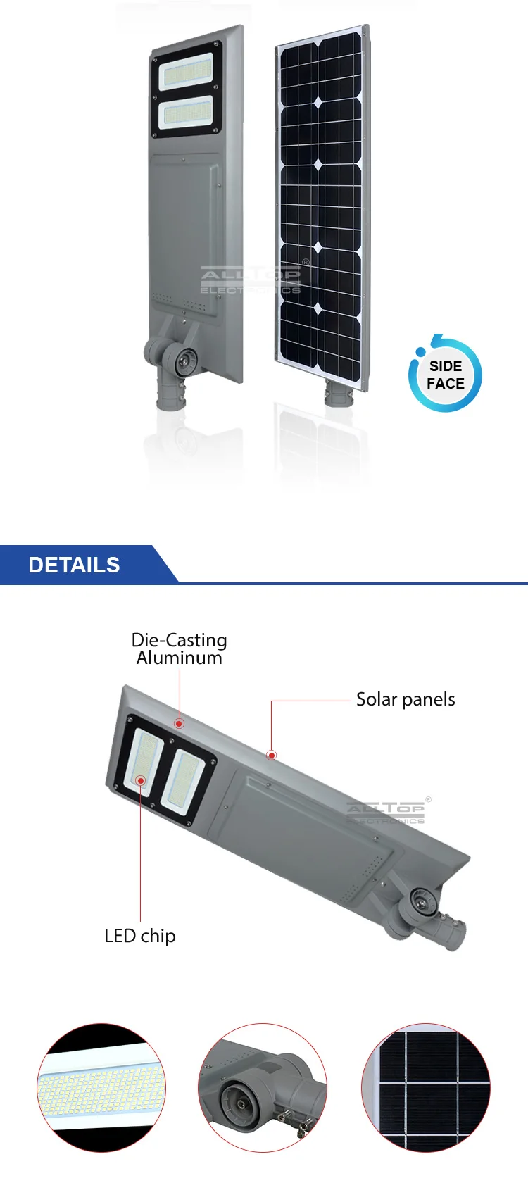 ALLTOP Cheap price luminaire fixture aluminum 40 60 100 watt integrated all in one solar led Street Light