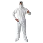 White Disposable Hooded Microporous Coveralls Protective Painting Clothing