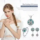 Charm women jewelry set shape 925 sterling silver CZ Stone natural leaf earrings necklace ring