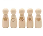 Doll Toy Peg Doll Unpainted Wooden Peg People Family Assorted Sizes And Shapes