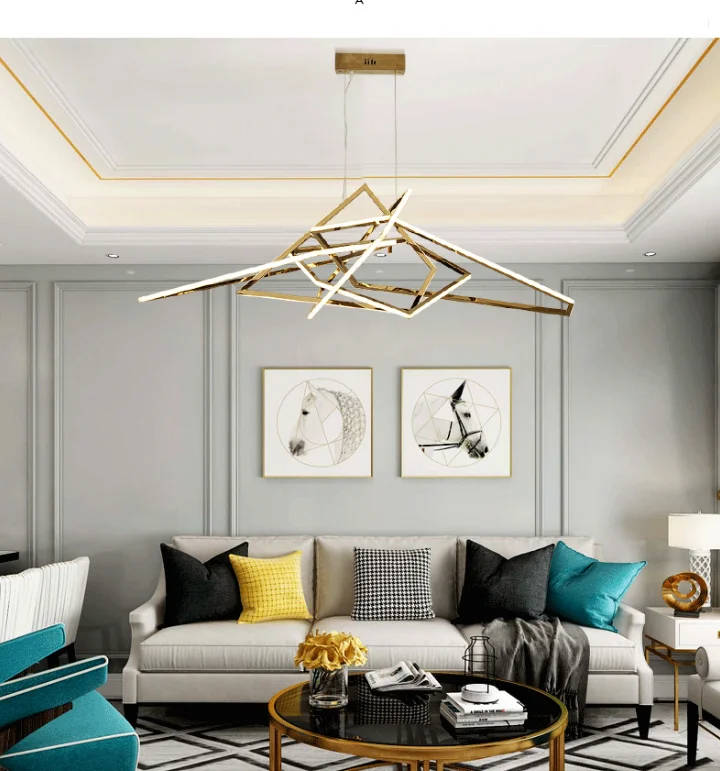 Geometric led chandelier pendant lamp Dining room Hotel Artdecolite