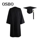 Uniform High School Gown Cheap Polyester University Adults High School Black Matte Custom Graduation Hat and Gown