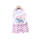 Clothes Print Summer Clothes Cartoon Print 100% Cotton 2pcs Baby Sets
