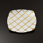 Xueli European Style Luxury Dinner Plates Hot Stamper Grid Pattern Dessert Plate Dishes Salad Round Plate Cake Tray