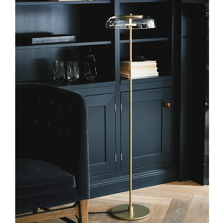 Modern style design hotel and house use standing light decoration LED glass lamp floor with gold color