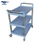 3 Tier Stainless Steel Plastic Hotel Hospital Room Food Service Trolley With Wheels