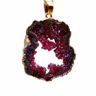 Natural Agate Pendant Natural Crystal Agate Stones Pendant Gilt Necklace Pendant