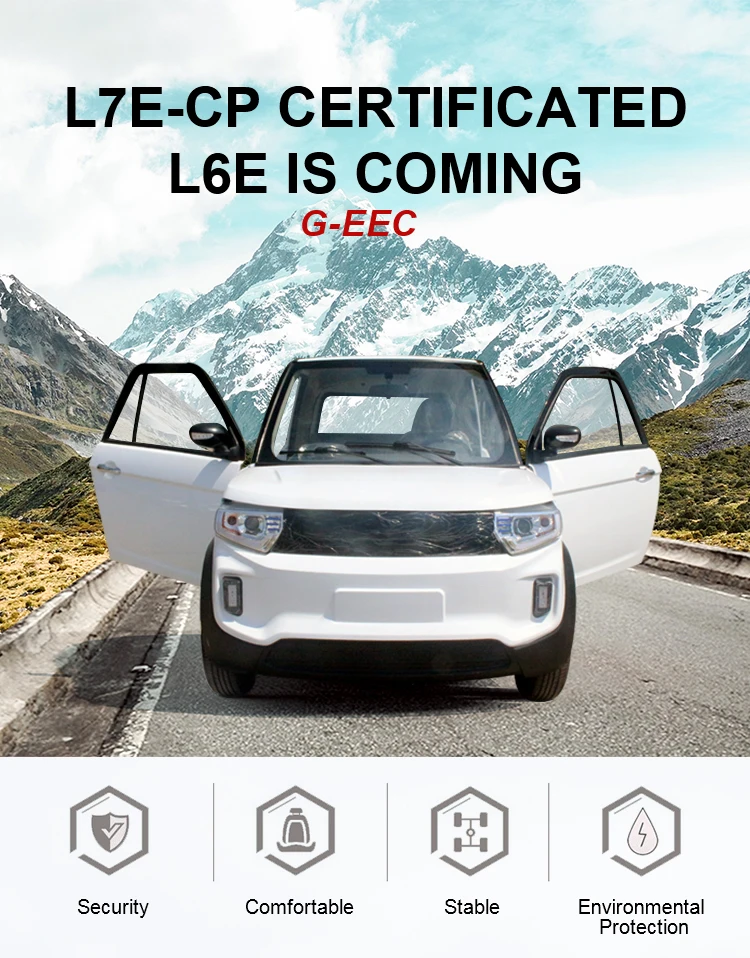 DOT EEC certificated L7e/L6e 4/2 seaters electric new cars with speed of 60km ternary lithium battery left  right hand driving