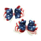 Clip Ribbon Hair Accessories Factory OEM American Flag Ribbon Bow Hair Clip Headband Head-Wear Set Accessories
