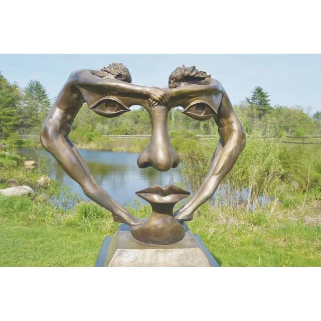 Outdoor Garden Art Abstract Man And Woman Dancing Water Fountain For Ornaments Bronze Sculpture