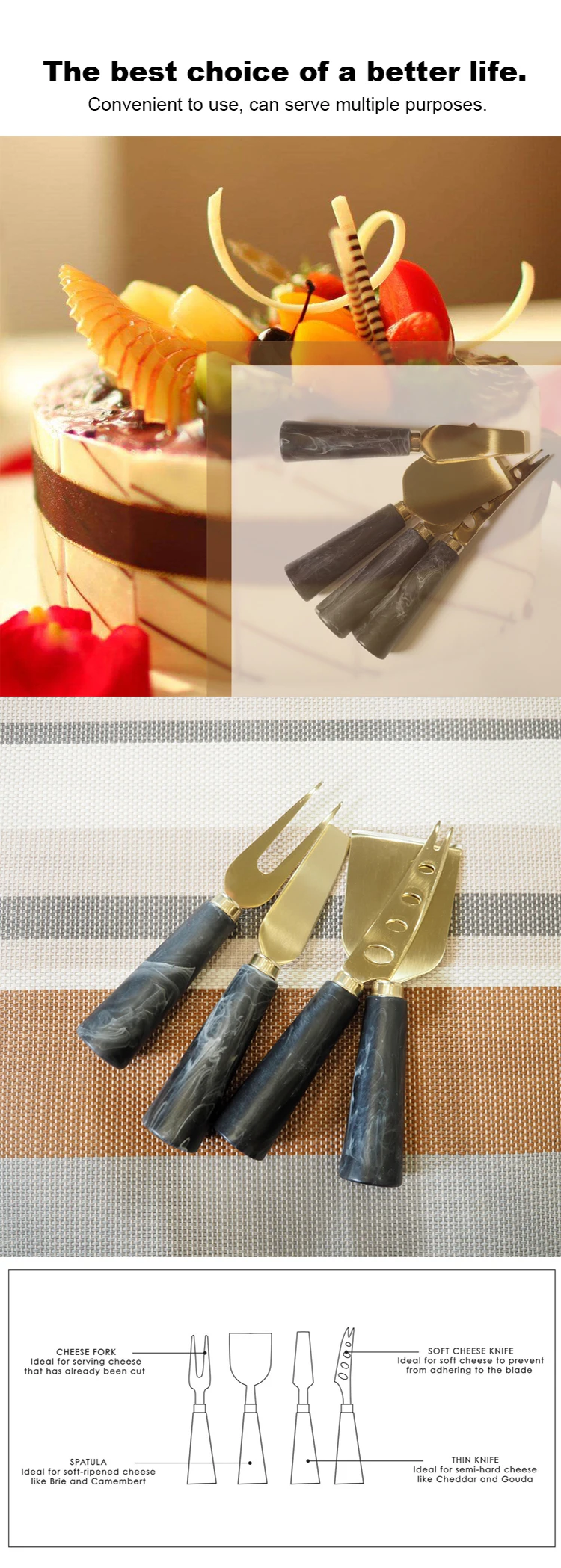 3 chese knife set