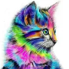 Home decor wall art canvas custom 5D full drill DIY resin colorful cat diamond painting