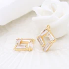 Square Factory Wholesale Fashion Jewelry 14k Gold Plated Plated Square Zircon Charm