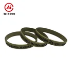 Fancy Design Army Green Motivational Bracelets Custom Rubber, Debossed Ink Filled Europe Custom Silicone Wristbands