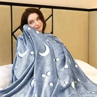 2019 New Design 100%polyester 3d Emboss Mink Print Flannel Fleece Glow in Dark Luminous Blanket