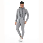 new custom fitness plain zipper hoodies&joggers training&jogging sweat suits casual sport wear men's tracksuits
