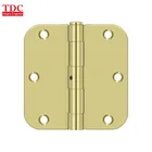 3 1/2 Polished brass residential Door Hinge with 5/8R corner