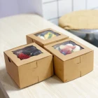 Thick Sturdy Brown Mini Cake Dessert Pastry Bakery Treat Kraft Paper Boxes With Window