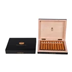Varnishing Box Handmade Packaging Custom Handmade Mahogany Black Wooden Cigar Gift Packaging Box with Laser Logo