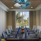 Blue Murano hand blown art Glass Flower Chandelier Light Glass Plates Lighting Pendant for Hotel Restaurant