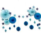 Umiss Christening Garcon Blue Paper Garland Star Decoration Baby Shower Wedding Anniversary Christmas Party Decoration