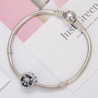 Gnoce Fashion Jewelry 925 Sterling Silver Decorated with Clear CZs Skull Charms