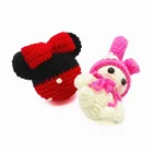 High quality promotional custom hand crochet 3D cute girl rabbit pig wool stuffed toy knit doll keychain