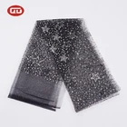 Dubai fashion dress decorative black mesh sequins embroidered fabric tulle