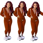 Solid 2020 Autumn And Winter Hot Style European And American Solid Color Sports Two-piece Suit For Women