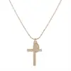 QD065 European and American fashion classic hot 18k Gold Plated Cross Crucifix Pendant Necklace Sweater Chain Necklaces