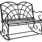 New design black metal wrought iron garden outdoor furniture set rocking bench chair