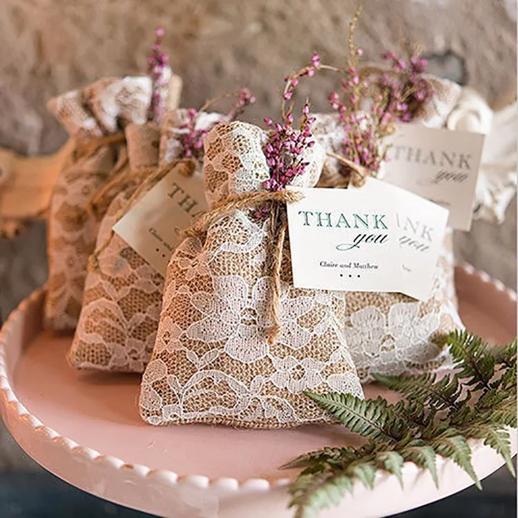 pack of 50 birthday wedding party candy sack burlap drawstring