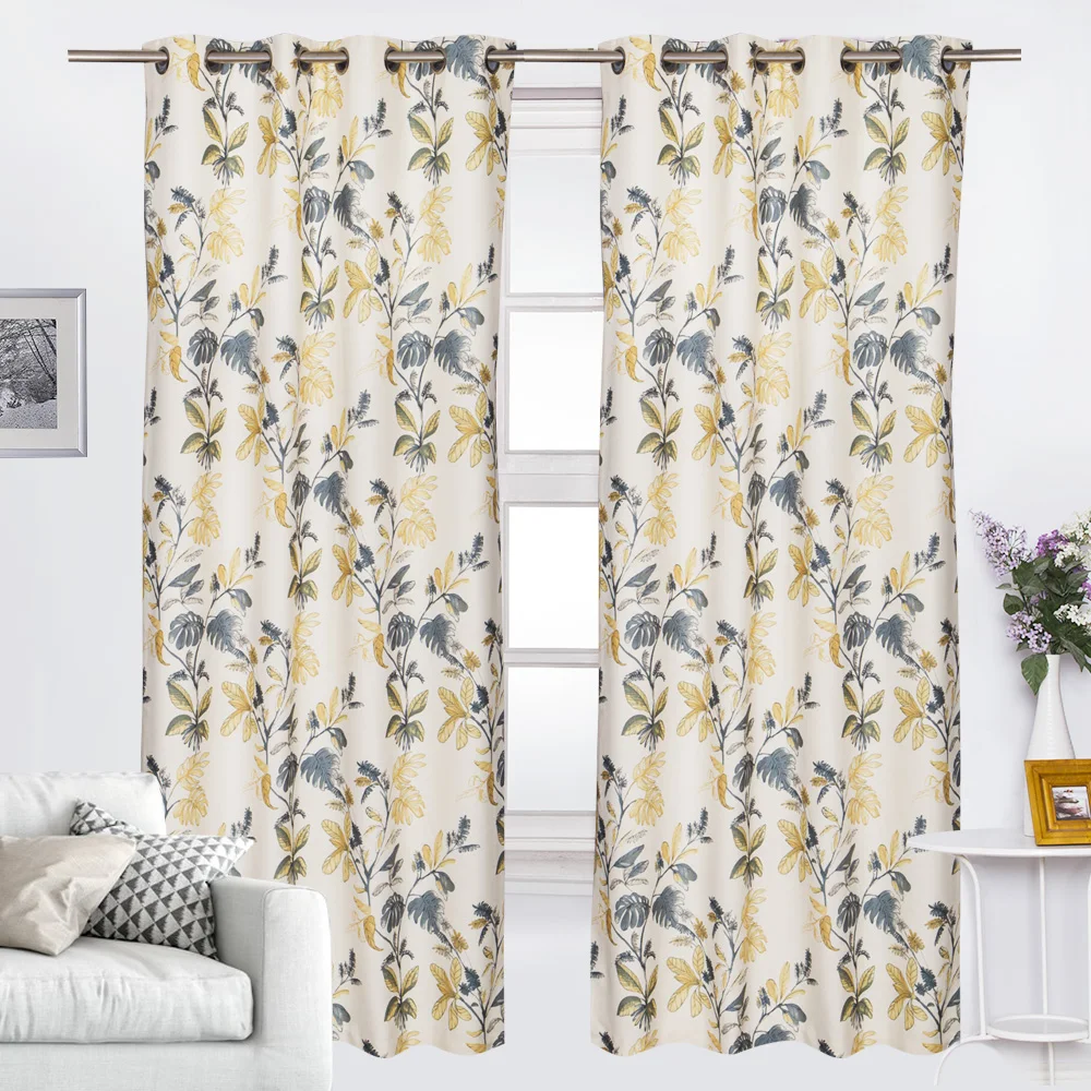 China Suppliers Royal Home digital printing fabric Asia Style in Gray Color wholesale curtain