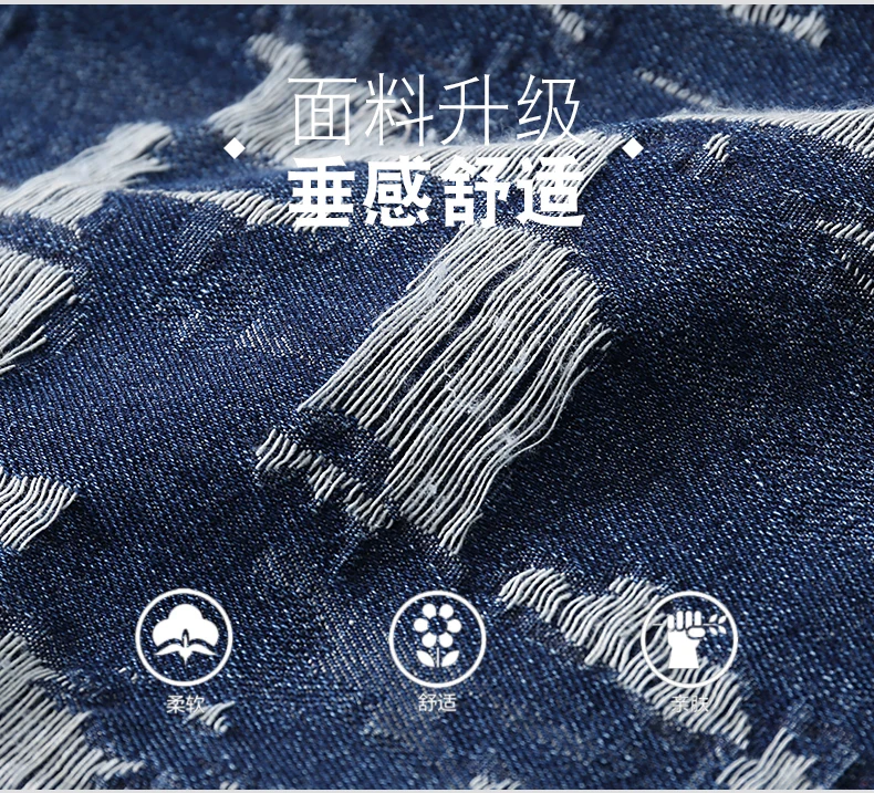 Wholesale New Design Men's Cotton Ripped Hole Jackets Long Sleeve Print Motorcycle Jacket Mens Denim Jacket