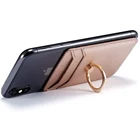 Pretty Rose Gold Card Holder for Back of Phone RFID Blocking Cell Phone Credit Wallet with Ring Pocket Stick on iPhone