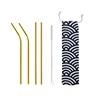 Wholesale colorful mirror straws,304 metal custom drinking straw set with pouch