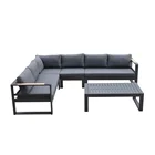 New Design Patio Furniture Set Top Quality Outdoor Aluminum Teak Wood Armrest Furniture set