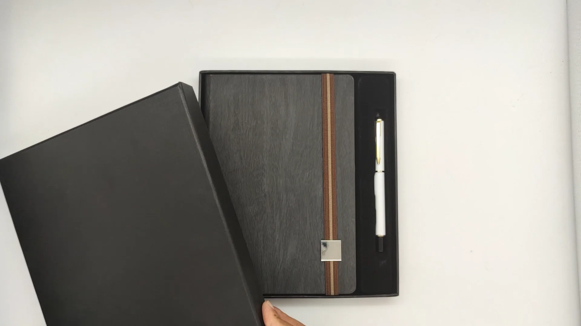 custom logo pu leather business gift notebook and pen set