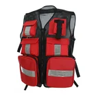 Fluorescent Red Emergency Hi Viz Class 2 Medical Work Logo Printed Utility Safety Vest Jacket with Big Back Pockets